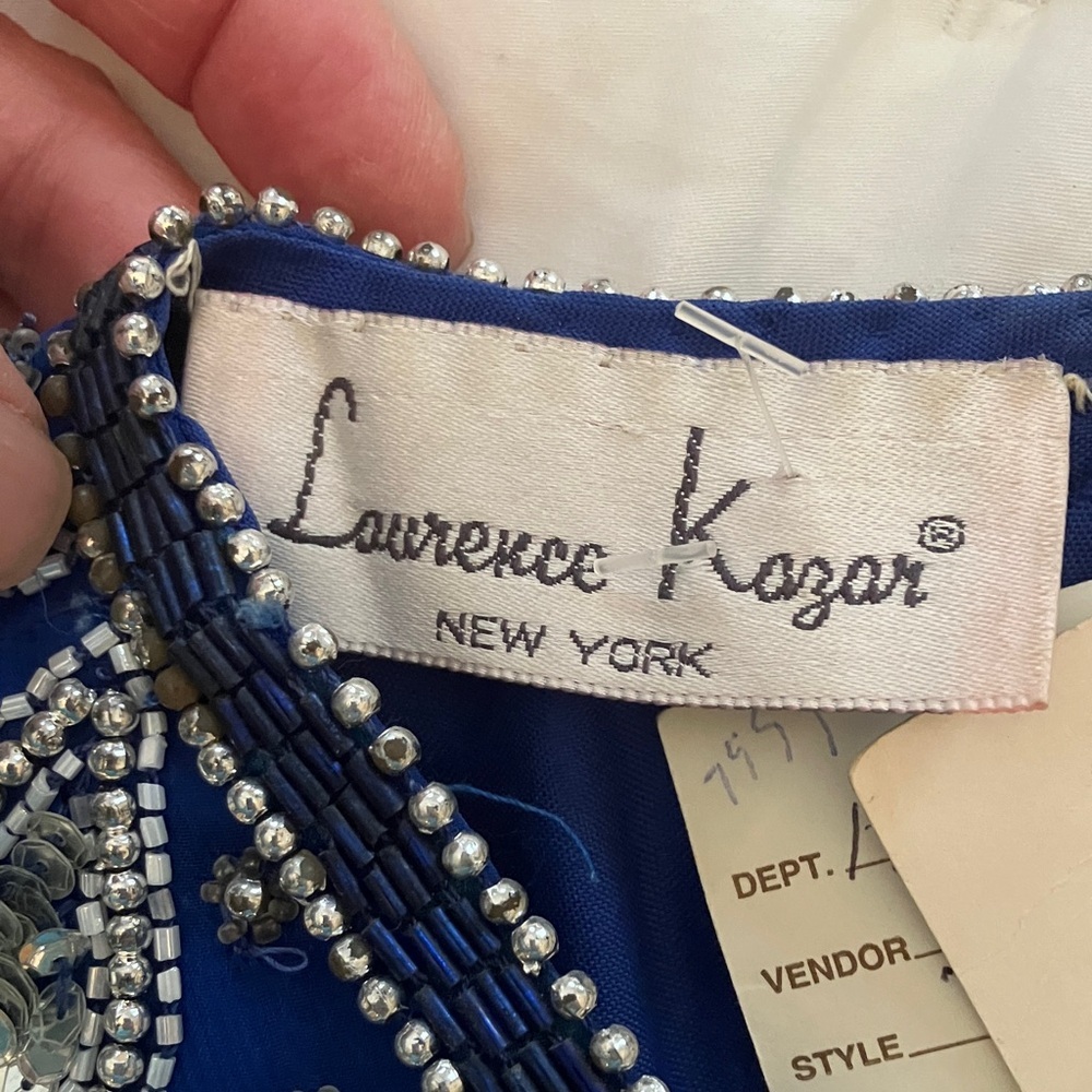 NWT women’s VINTAGE Small Lawrence Kazar beaded dress blue - Picture 10 of 11